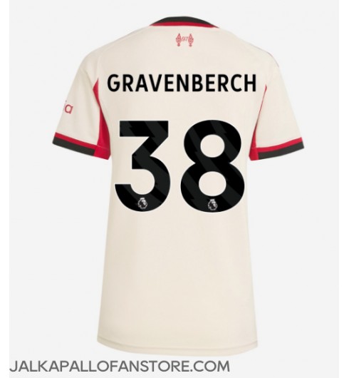 Liverpool Ryan Gravenberch #38 Vieraspaita Naisten 2025-26 Lyhythihainen Liverpool Ryan Gravenberch #38 Vieraspaita Naisten 2025-26 Lyhythihainen